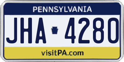PA license plate JHA4280