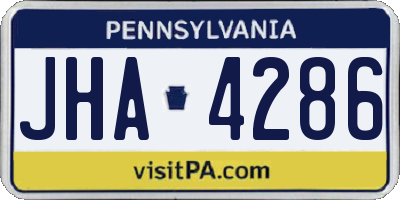 PA license plate JHA4286