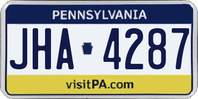 PA license plate JHA4287