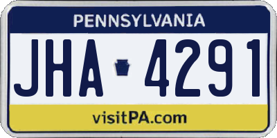 PA license plate JHA4291