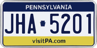 PA license plate JHA5201