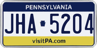 PA license plate JHA5204