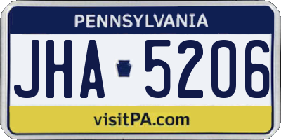 PA license plate JHA5206