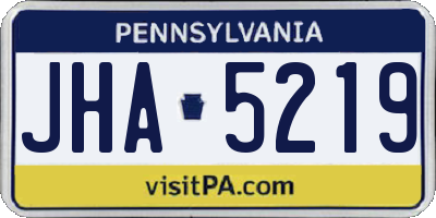 PA license plate JHA5219