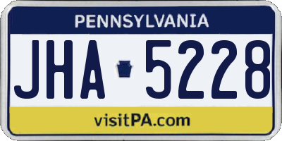 PA license plate JHA5228