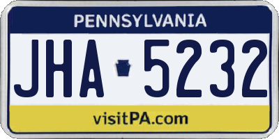 PA license plate JHA5232