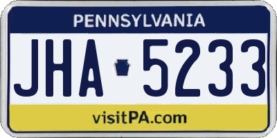 PA license plate JHA5233