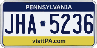 PA license plate JHA5236