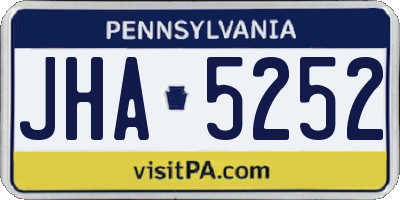PA license plate JHA5252