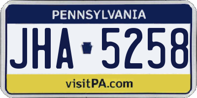 PA license plate JHA5258