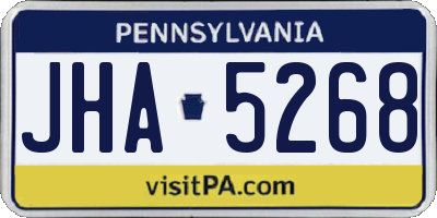 PA license plate JHA5268