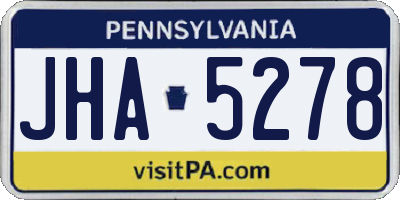 PA license plate JHA5278
