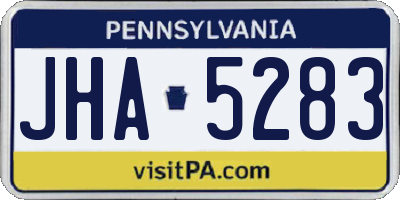 PA license plate JHA5283
