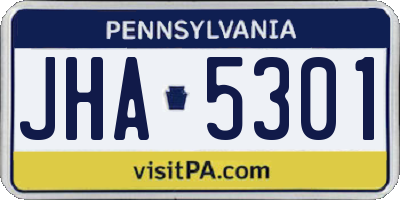 PA license plate JHA5301