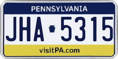 PA license plate JHA5315