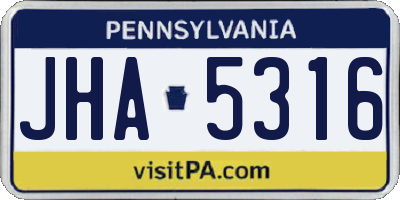 PA license plate JHA5316