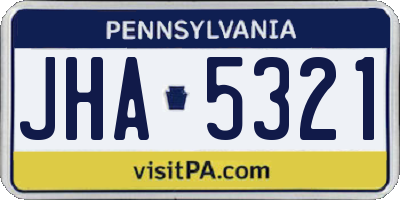PA license plate JHA5321