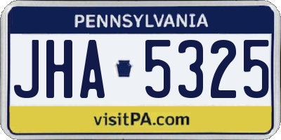 PA license plate JHA5325