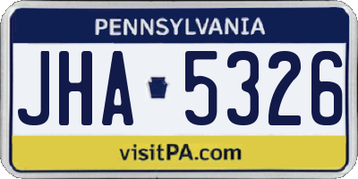PA license plate JHA5326