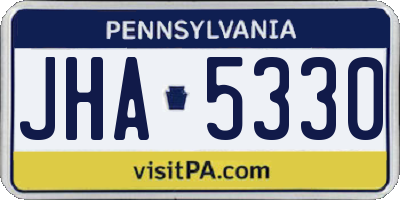PA license plate JHA5330