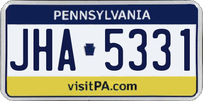 PA license plate JHA5331