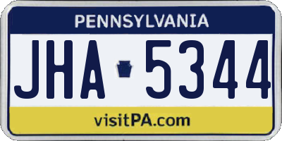 PA license plate JHA5344