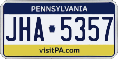 PA license plate JHA5357