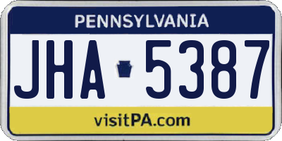 PA license plate JHA5387