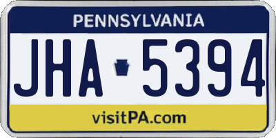 PA license plate JHA5394