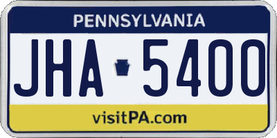 PA license plate JHA5400
