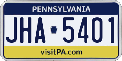 PA license plate JHA5401