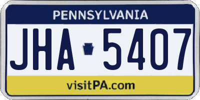 PA license plate JHA5407