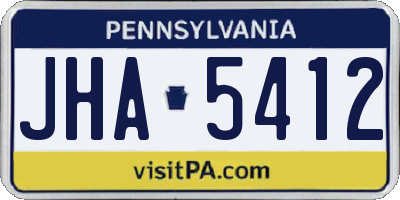 PA license plate JHA5412