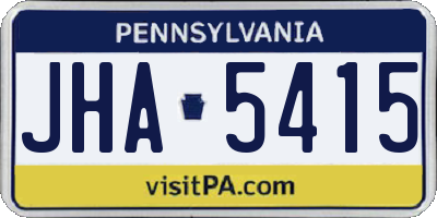 PA license plate JHA5415