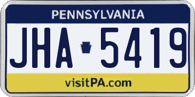 PA license plate JHA5419