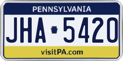 PA license plate JHA5420