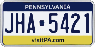 PA license plate JHA5421