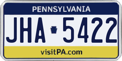 PA license plate JHA5422