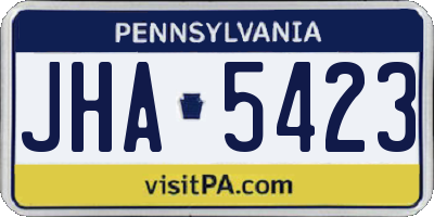 PA license plate JHA5423