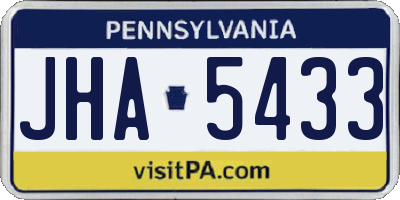 PA license plate JHA5433