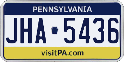 PA license plate JHA5436