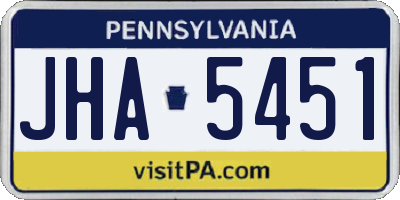 PA license plate JHA5451