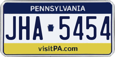 PA license plate JHA5454