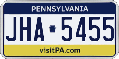 PA license plate JHA5455