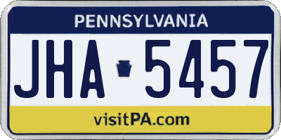 PA license plate JHA5457