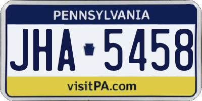 PA license plate JHA5458