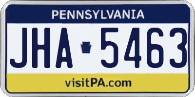 PA license plate JHA5463