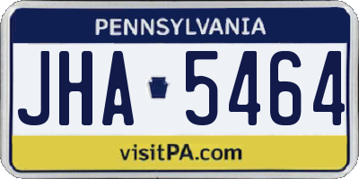 PA license plate JHA5464