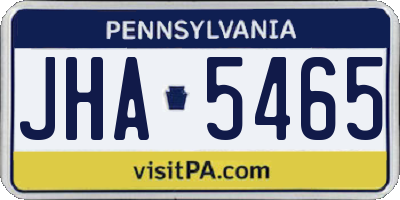 PA license plate JHA5465