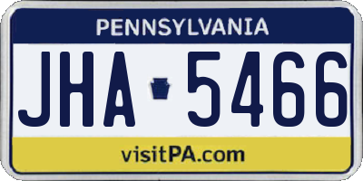 PA license plate JHA5466